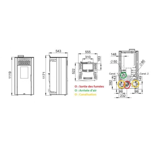 Poêle à granulés option canalisable - BRONPI Coral NC 14 kW – Image 3