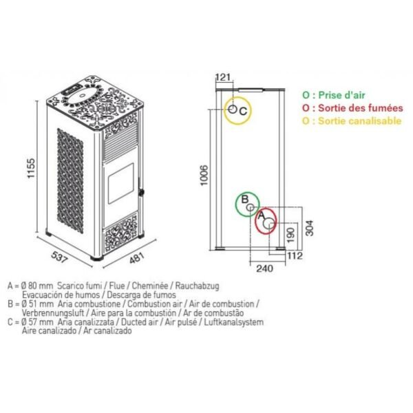 Poêle à granules canalisable - EVA CALOR Gemma 14 kW – Image 8