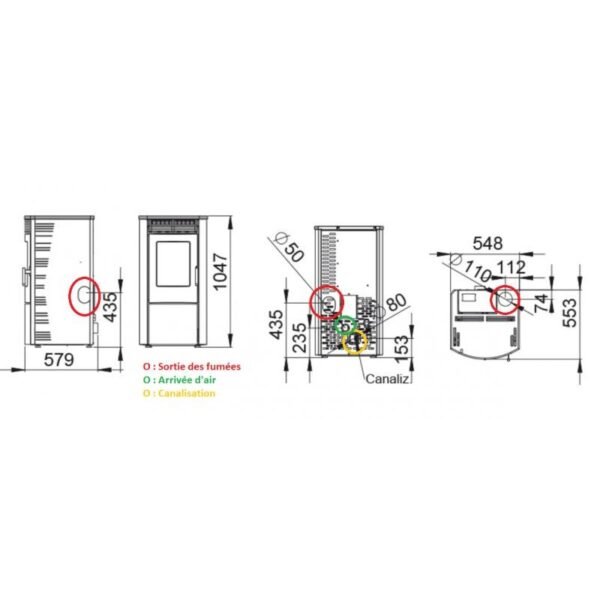 Poêle à granulés canalisable silencieux - BRONPI Abril Extra 11 kW – Image 6