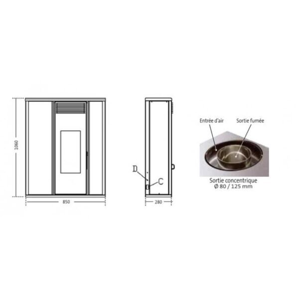 PACK : Poêle à granules étanche + Kit ventouse - INTERSTOVES Tessa Concentrique 10 kW – Image 7