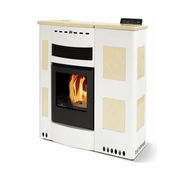 Poêle à granules extra-plat céramique - ORIGINE PHEBO Iris Maxi 11.5 kW