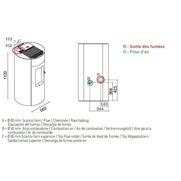 Poêle à granules rond étanche débrayable - EVA CALOR Trinity Plus 9 kW – Image 7