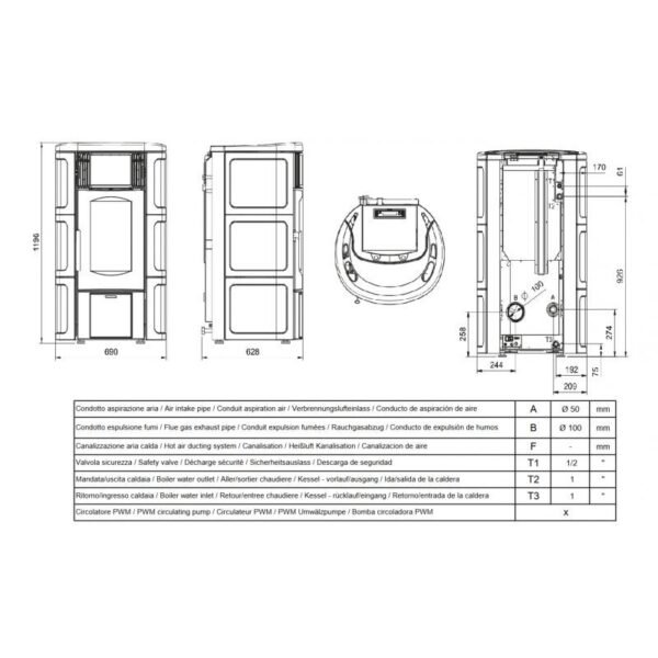 Poêle à granules ventilé hydraulique débrayable - EXTRAFLAME Iside Idro H15 18.1 kW – Image 6